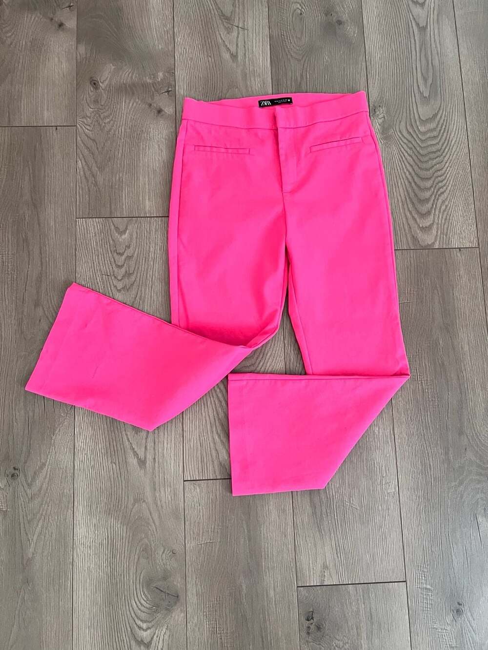 Zara Pink High-Waisted Flared Trousers Size M